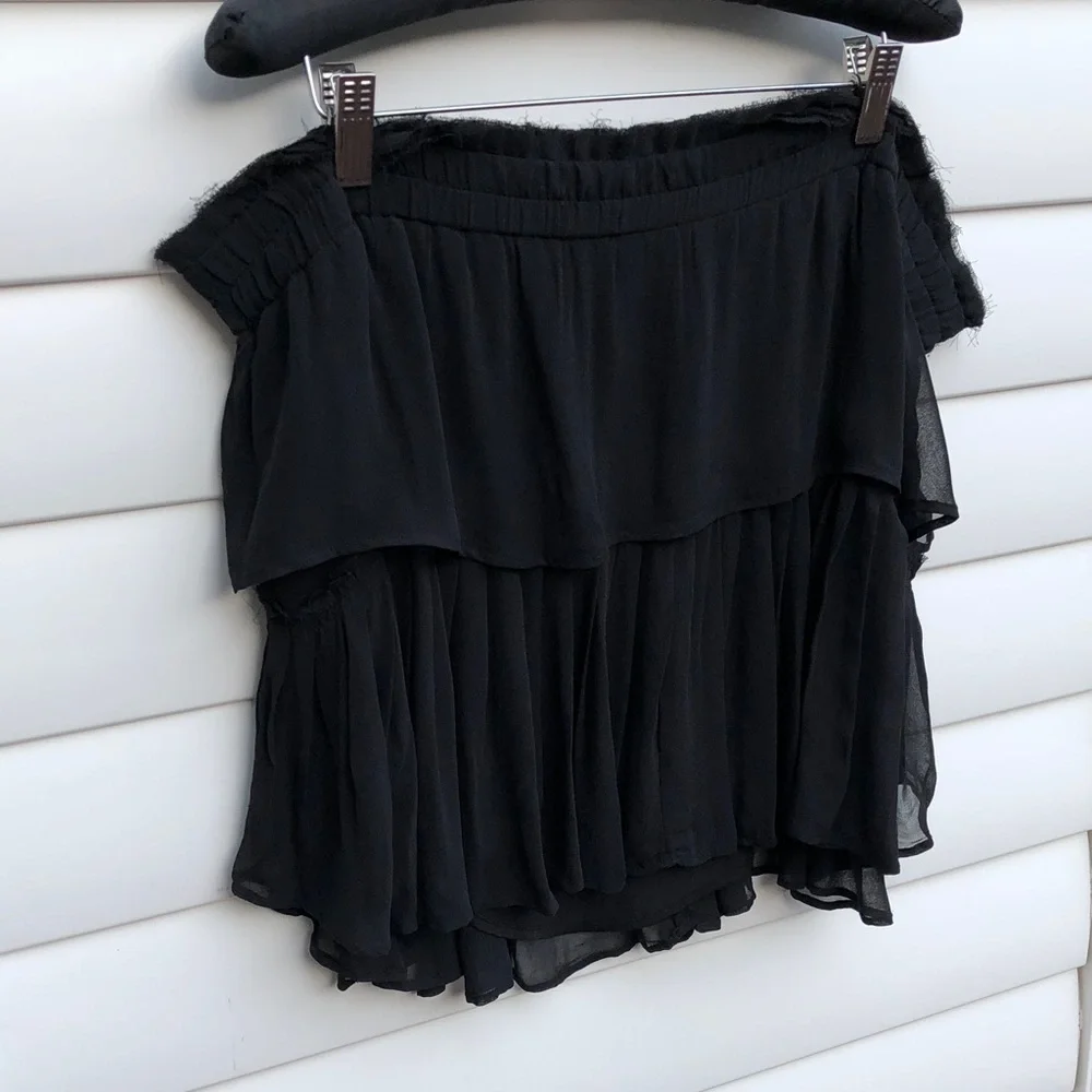 NWT LoveShackFancy Chic Black High-Low Skirt